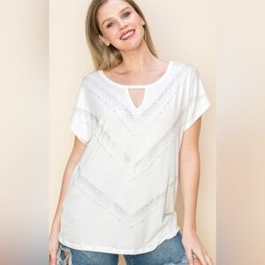 Vocal Brand Rhinestone Embellish- Years Ahead Top, Size Medium. NWT